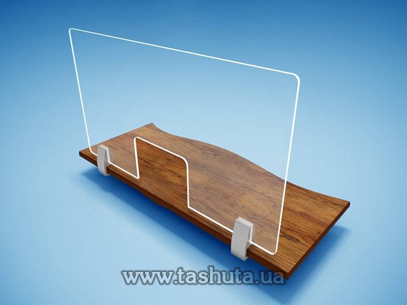Checkout Protective Screen 1500x680mm with Window on Clamp Fixings