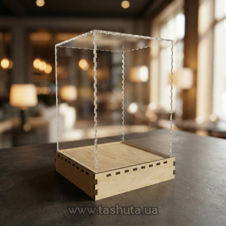 Прозрачная колба 15х20х15см на шипах с подставкой