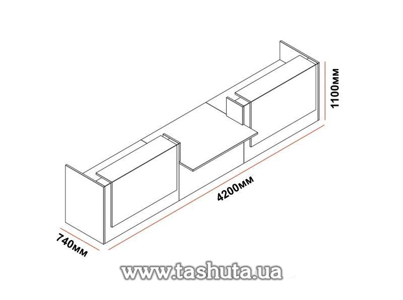 Modular Front Desk, Registration Desk, 420x110x74cm