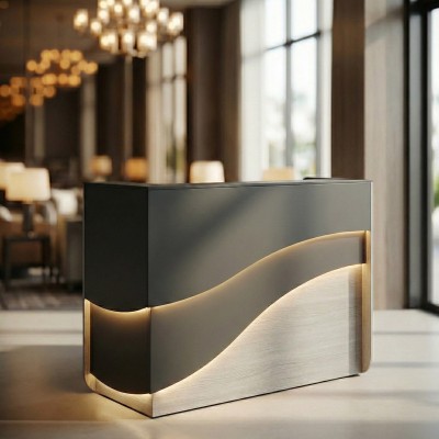 "Riviera" Reception Desk, Illuminated Office Desk, 120x110x75cm