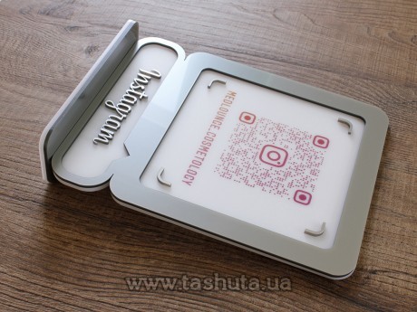 Wizytówka na Instagram z plastiku z kodem QR 200x250mm, złoto lub srebro
