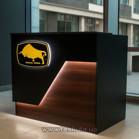 Lada recepcyjna „Miami”, lada biurowa podświetlana, 150x110x75 cm