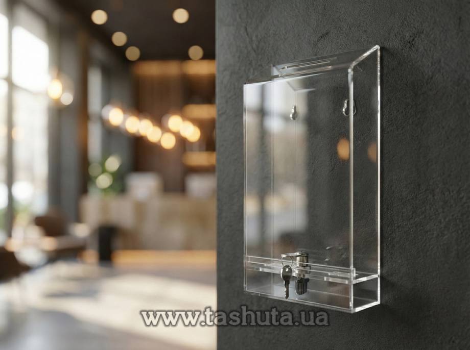 Wall-Mounted Clear Acrylic Lockable Suggestion Box 155x230x50mm
