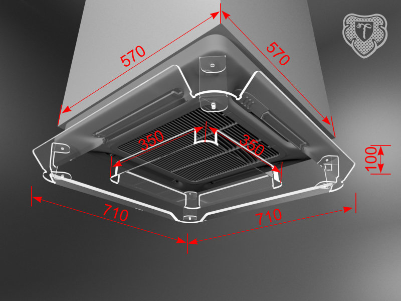 размеры дефлектора кассетного для кондиционера